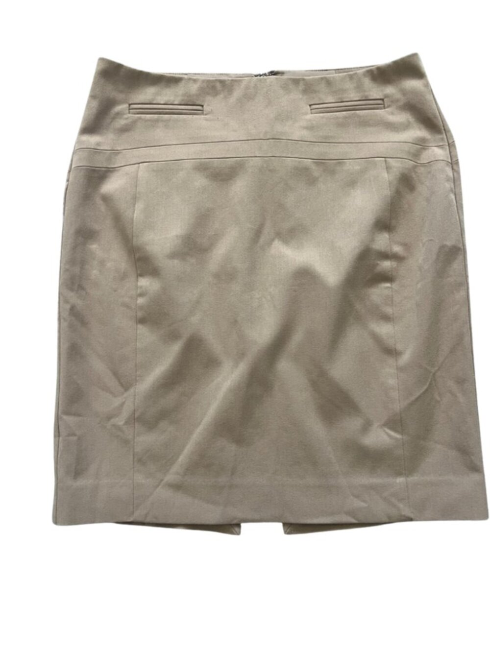 Express Women's Camel Short Pencil Skirt with Rear Slit and Welt Pockets -Size 0